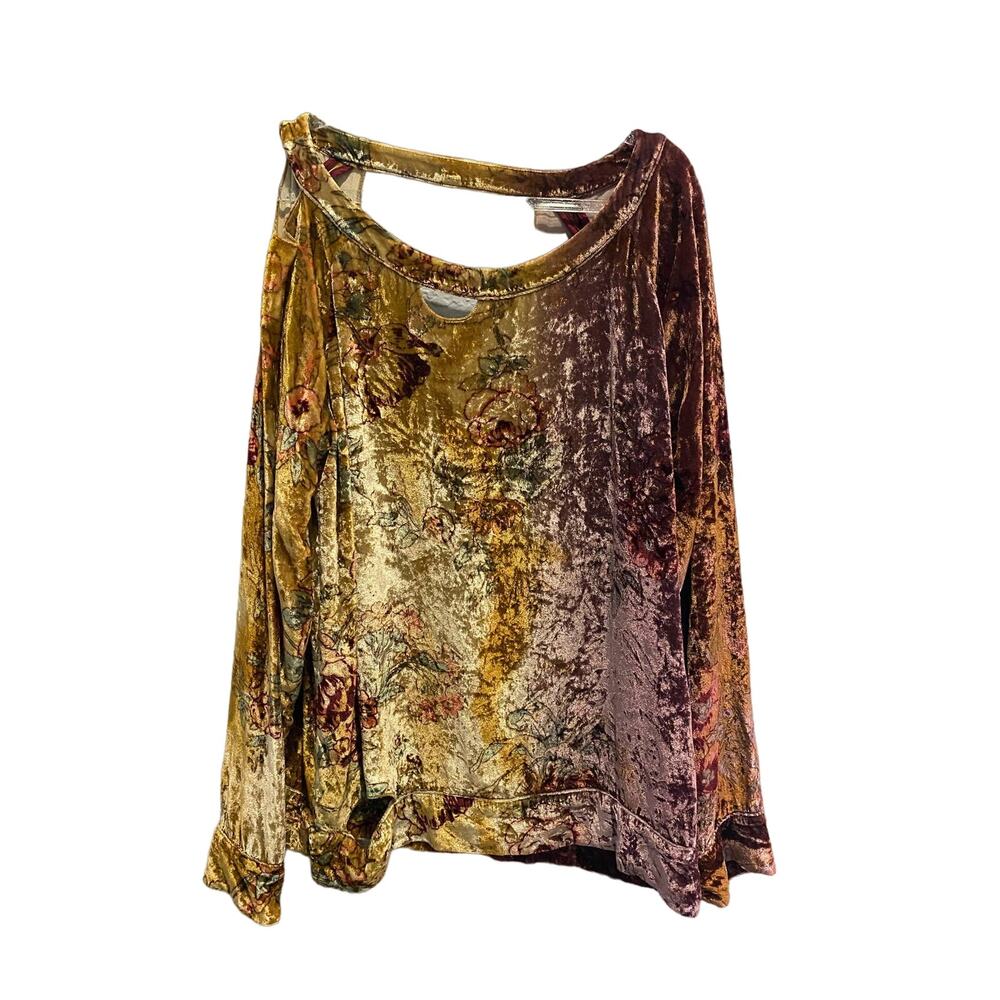 CHASER Silk Blend Long Sleeve Boho Ombre Sweater Top Size Medium velvet
